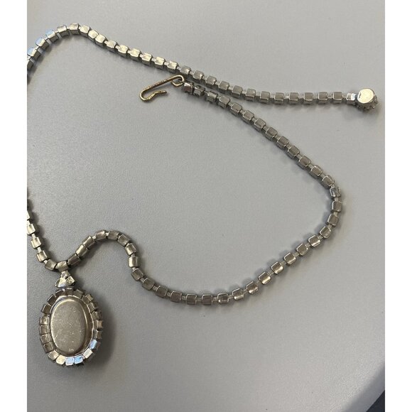 MCM Square Dancing Couple Rhinestone Pendant Necklace & Clip Earring Set Glass - Picture 8 of 13